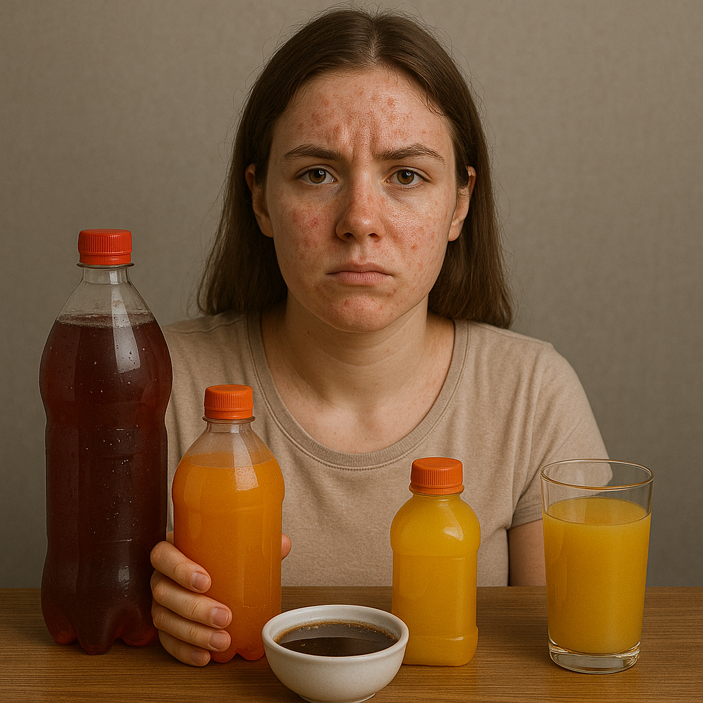 Refrigerantes, sucos industrializados e outras bebidas com alto teor de açúcar também foram associadas à acne.