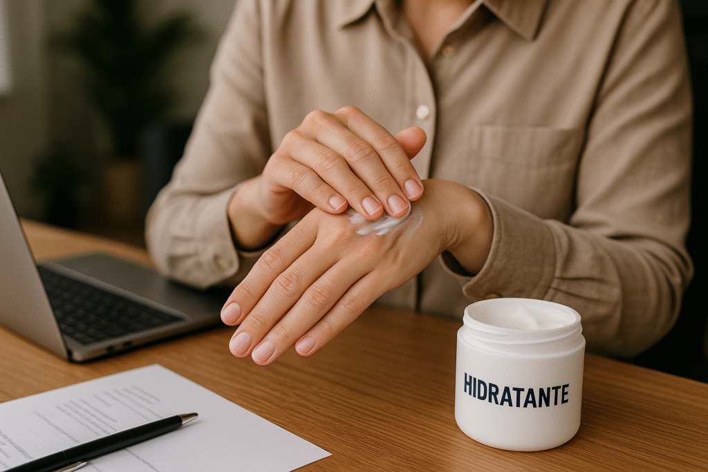 Hidratação e proteção solar são essenciais para o cuidado com as mãos.