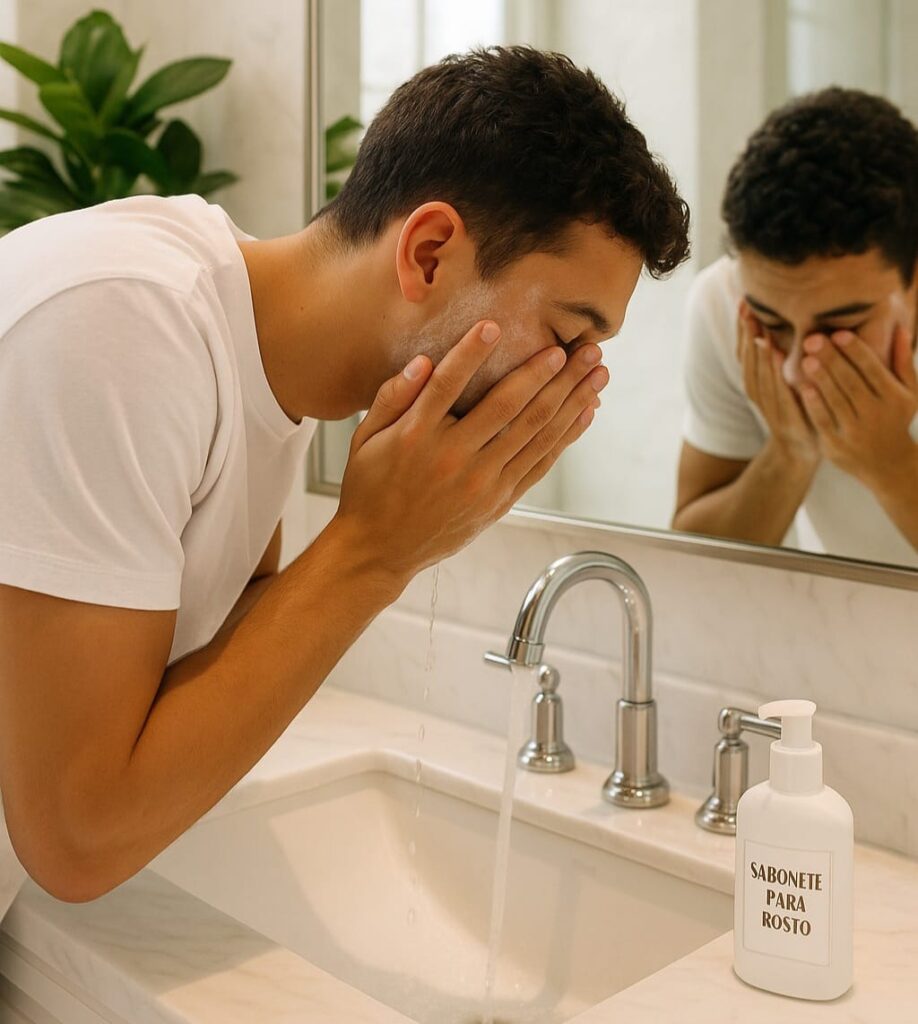 Lavar o rosto de forma delicada com produtos que não agridam a pele.