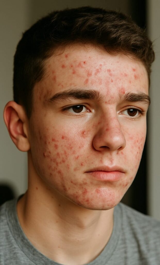 A acne é estigmatizante e traumatizante em qualquer fase da vida.- adolescente com acne
