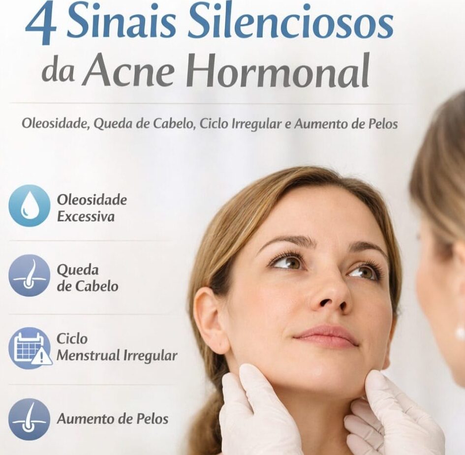 Queda de cabelo, oleosidade excessiva, ciclo irregular podem ser sinais de que a acne (espinhas) é hormonal.